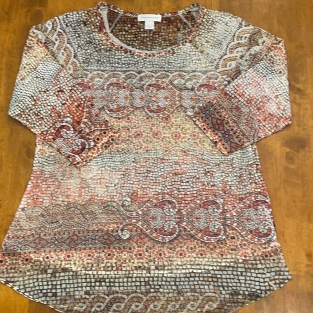 Brown, orange and sparkle 3/4 length sleeve 035 - Picture 2 of 4